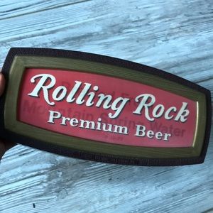 COPY - Vintage 1970 rolling rock beer wall decor advertising sign